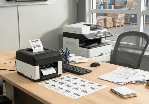Logistics label printer and office device desk