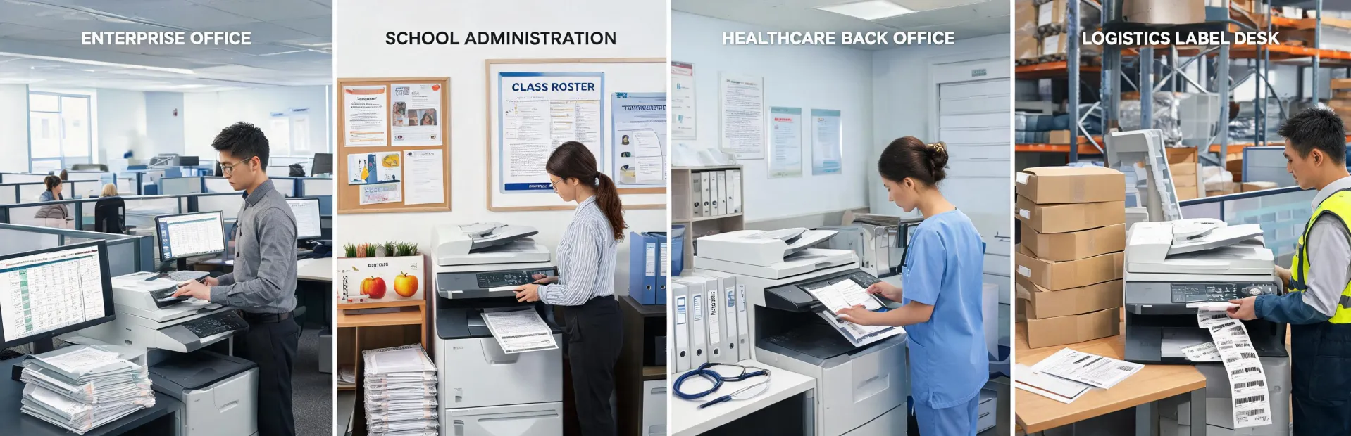Office printer fleet serving enterprise and education workplaces
